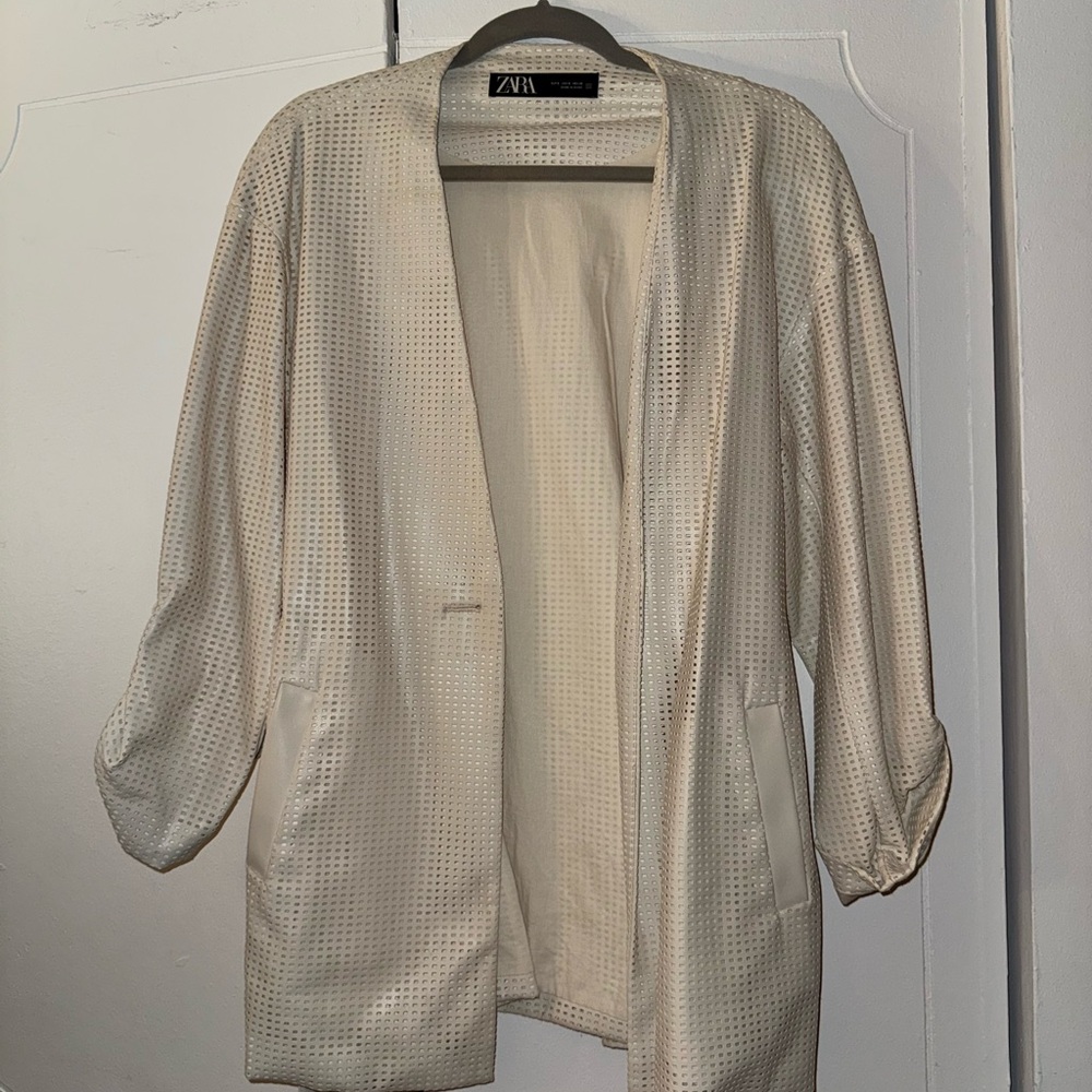 Zara Cream Textured Women's Robe - Picture 5 of 6